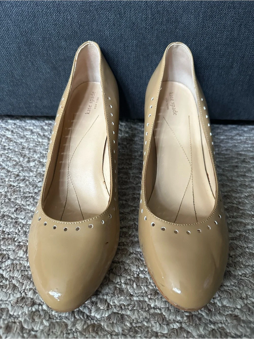 kate spade Tan Nude Patent Leather Round-Toe Pumps 10M